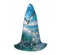 QAZWZML Petite cape à capuche imprimée de mouette, costume de cosplay, parfaite pour les déguisements et les fêtes de fin d'année