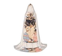 QAZWZML Petite cape à capuche imprimée d'œufs de Pâques de chouette, costume de cosplay, parfaite pour les déguisements et les fêtes de fin d'année