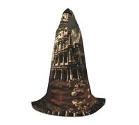 QAZWZML Petite cape à capuche imprimée vestiges du Colisée romain, costume de cosplay, parfait pour les déguisements et les fêtes de fin d'année