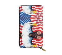 QAZWZML Pochette imprimée aigle à tête blanche, unisexe, long portefeuille, sac de rangement pour pièces de monnaie, convient pour les voyages et un usage quotidien