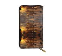 QAZWZML Pochette imprimée Bateau au crépuscule, portefeuille long unisexe, sac de rangement pour pièces de monnaie, convient pour les voyages et un usage quotidien