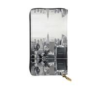 QAZWZML Pochette noire et blanche imprimée New York, unisexe, long portefeuille, sac de rangement pour pièces de monnaie, convient pour les voyages et un usage quotidien