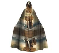 QAZWZML Poncho à capuche à motif éléphants et bébés éléphants au bord de la mer pour adultes, poncho de décoration de fête pour les réunions de vacances