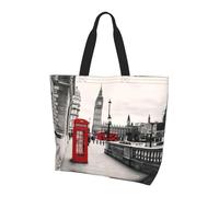 QAZWZML Red Birds Fauna Wild Imprimée Sac de courses grande capacité Sac à main et sac à bandoulière pour femme Essentiel pour les trajets et les courses, Cabine téléphonique rouge London Street