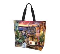 QAZWZML Sac à bandoulière à motif colibri et papillon, organiseur de courses, adapté pour les voyages, la salle de sport et les déplacements., San Francisco, Taille unique