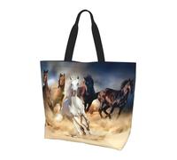 QAZWZML Sac à bandoulière à motif d'appareil photo, organiseur de courses, adapté pour les voyages, la salle de sport et les déplacements., Cheval de course dans la tempête du désert, Taille unique