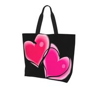 QAZWZML Sac à bandoulière à motif écureuils au printemps, organiseur de courses, adapté pour les voyages, la salle de sport et les déplacements., Deux cœurs roses, Taille unique