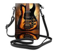 QAZWZML Sac à bandoulière à motif guitare instrumentale, portefeuille à rabat en cuir, bandoulière amovible, adapté pour les voyages et le camping.