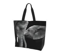 QAZWZML Sac à bandoulière à motif libellule bleue, organisateur de courses, adapté pour les voyages, la salle de sport et les déplacements., Deux éléphants noirs et blancs, Taille unique