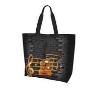 QAZWZML Sac à bandoulière à motif paon, organiseur de courses, adapté pour les voyages, la salle de sport et les déplacements., Note guitare, Taille unique