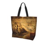 QAZWZML Sac à bandoulière à motif tracteur, organiseur de courses, adapté pour les voyages, la salle de sport et les déplacements., Thème pirate à voile, Taille unique