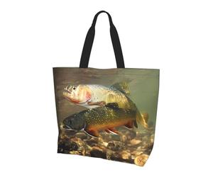 QAZWZML Sac à bandoulière coloré sur le thème de l'océan, sac de rangement pour les voyages, les voyages d'affaires et les voyages à la plage, Brook Trout Fly Fishing, Taille unique