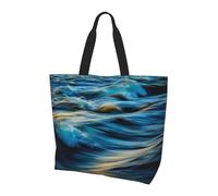 QAZWZML Sac à bandoulière en soie dorée avec motif de Noël, sac de rangement pour les voyages, les voyages d'affaires et les voyages à la plage, Vagues de l'océan de l'aube, Taille unique