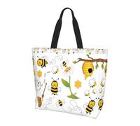 QAZWZML Sac à bandoulière en soie dorée avec motif de Noël, sac de rangement pour les voyages, les voyages d'affaires et les voyages à la plage, Flying Bees Marguerite miel, Taille unique