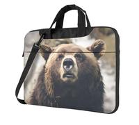 QAZWZML Sac à bandoulière imprimé Bear in the Wild pour ordinateur portable, idéal pour les voyages et une utilisation quotidienne, Noir , 15.6 inch