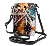 QAZWZML Sac à bandoulière imprimé guitare musicale, portefeuille à rabat en cuir, bandoulière amovible, adapté pour les voyages et le camping.