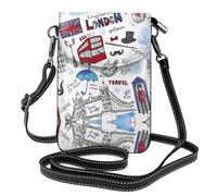 QAZWZML Sac à bandoulière imprimé Londres, portefeuille à rabat en cuir, bandoulière amovible, adapté pour les voyages et le camping.