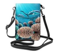 QAZWZML Sac à bandoulière motif baleines des mers profondes, portefeuille à rabat en cuir, bandoulière amovible, adapté pour les voyages et le camping.