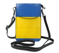 QAZWZML Sac à bandoulière motif drapeau de l'Ukraine, portefeuille à rabat en cuir, bandoulière amovible, adapté pour les voyages et le camping.
