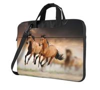 QAZWZML Sac à bandoulière pour ordinateur portable imprimé cheval en cours d'exécution adapté pour les voyages et une utilisation quotidienne, Noir , 13 inch