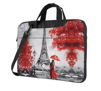 QAZWZML Sac à bandoulière pour ordinateur portable Motif Tour Eiffel Paris, Noir , 13 inch