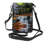 QAZWZML Sac à bandoulière Waterfall View Pattern en cuir, portefeuille à rabat en cuir, bandoulière amovible, adapté pour les voyages et le camping.