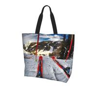 QAZWZML Sac à main en bois pour femme - Grande capacité - Sac à main et bandoulière - Imprimé campagne - Essentiel pour les trajets et le shopping, Ski d'hiver, Taille unique