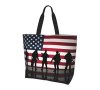 QAZWZML Sac à main et bandoulière pour femme avec imprimé cocotier de plage, grande capacité, indispensable pour les trajets et le shopping, Jour des anciens combattants du drapeau américain, Taille