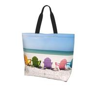 QAZWZML Sac à main et bandoulière pour femme avec imprimé floral coloré pour le printemps et l'été, Chaises Beside The Blue Sea Sky, Taille unique