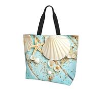 QAZWZML Sac à main et sac à bandoulière pour femme Motif carte du monde abstrait Grande capacité, Ocean Sea Beach Coquillages étoile de mer Bleu, Taille unique