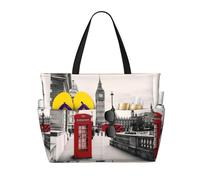 QAZWZML Sac de piscine pliable de grande capacité, sac fourre-tout de plage imprimé cabine téléphonique londonienne, sac fourre-tout adapté pour le shopping, les déménagements et les vacances Rouge