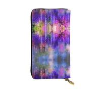 QAZWZML Sac de rangement coloré à fleurs violettes, longue pochette, sac pour téléphone portable et compartiment pour carte d'identité adapté pour les voyages et un usage quotidien