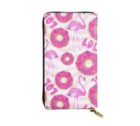 QAZWZML Sac de rangement pour pièces de monnaie flamant rose et beignets, longue pochette, sac pour téléphone portable et compartiment pour carte d'identité sont adaptés pour les voyages et un usage