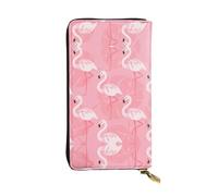 QAZWZML Sac de rangement pour pièces de monnaie, motif flamant rose, feuilles de palmier, pochette longue, sac pour téléphone portable et compartiment pour carte d'identité adapté pour les voyages et
