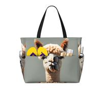 QAZWZML Sac de voyage de plage pliable avec imprimé avatar alpaga de grande capacité avec fermeture éclair adapté pour les piscines et les plages