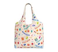 QAZWZML Sac en toile imprimé « Happy Birthday to You » à une seule épaule, adapté pour les voyages, les trajets quotidiens ou le shopping, le fitness et le sport