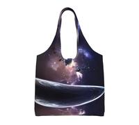 QAZWZML Sac en toile imprimé terre et lune à une seule épaule, adapté pour les voyages, les trajets quotidiens ou le shopping, le fitness et le sport