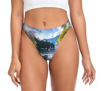 QAZWZML Sous-vêtement taille basse pour femme, motif lac, canoës, parc, extensible, convient pour les pantalons de yoga et les leggings., Noir , 4XL