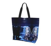 QAZWZML StockSnap_ZADQJM0UAZ Sac à bandoulière à motifs, organiseur de courses, adapté pour les voyages, la salle de sport et les déplacements., Tigre blanc et panthères noires, Taille unique