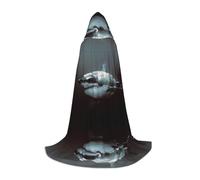 QAZWZML Superbe cape à capuche blanche à motif requin pour adolescent, pour les fêtes de vacances, les costumes de sorcière et les fêtes costumées