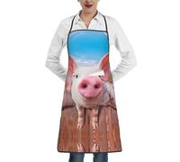 QAZWZML Tablier humoristique imprimé cochon mignon, tablier réglable avec poches, adapté pour la cuisine, le jardinage et la cuisine.