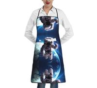 QAZWZML Tablier imprimé astronaute, tablier réglable avec poches, adapté pour la cuisine, le jardinage et la cuisine.