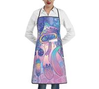 QAZWZML Tablier imprimé champignon rose, tablier réglable avec poches, adapté pour la cuisine, le jardinage et la cuisine.