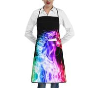 QAZWZML Tablier imprimé cheval de pompier, tablier réglable avec poches, adapté pour la cuisine, le jardinage et la cuisine.