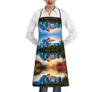 QAZWZML Tablier imprimé lever de soleil de montagne, tablier réglable avec poches, adapté pour la cuisine, le jardinage et la cuisine.