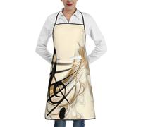 QAZWZML Tablier imprimé note de musique, tablier réglable avec poches, adapté pour la cuisine, le jardinage et la cuisine.