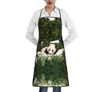 QAZWZML Tablier imprimé panda mignon, tablier réglable avec poches, adapté pour la cuisine, le jardinage et la cuisine.