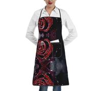 QAZWZML Tablier imprimé rose rosée, tablier réglable avec poches, adapté pour la cuisine, le jardinage et la cuisine.