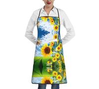 QAZWZML Tablier imprimé tournesol papillon, tablier réglable avec poches, adapté pour la cuisine, le jardinage et la cuisine.