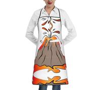 QAZWZML Tablier imprimé volcan, tablier réglable avec poches, adapté pour la cuisine, le jardinage et la cuisine.